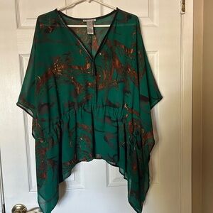 Alberto Makali Teal and Brown Tunic Top